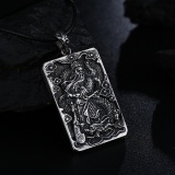 Dây Chuyền Nam Mặt Inox Họa Tiết 2 Mặt Thẻ Bài Quan Công Và Chữ Hoa, Biểu Trưng Tình Huynh Đệ