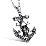 Dây Chuyền Nam Mặt Inox Họa Tiết Mỏ Neo Đầu Lâu Cá Tính Siêu Ngầu, Mạnh Mẽ