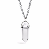 Dây chuyền nam inox tinh thể vòng đeo cổ đá thủy tinh trắng