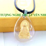 Dây chuyền phật Quan Âm mạ vàng bọc pha lê hình giọt nước - mặt 3x2,2cm