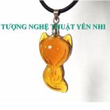 Dây chuyền phong thủy Hồ Ly pha lê cam mặt 3,5x1,5cm