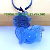 Dây chuyền phong thủy Hồ Ly pha lê xanh lam mặt 4x3,5cm