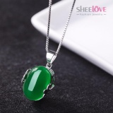 Dây chuyền bạc 925 quý tộc đính đá sang trọng Giá tốt màu xanh lục bảo & hồng ngọc Chất lượng cao cấp thời trang SPN-YWY091