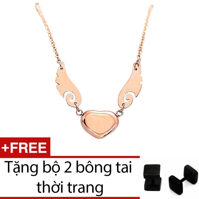 Dây chuyền Titan hình trái tim DC46 (Đồng) + Tặng bộ 2 bông tai BT115 Loại 6mm (Đen)