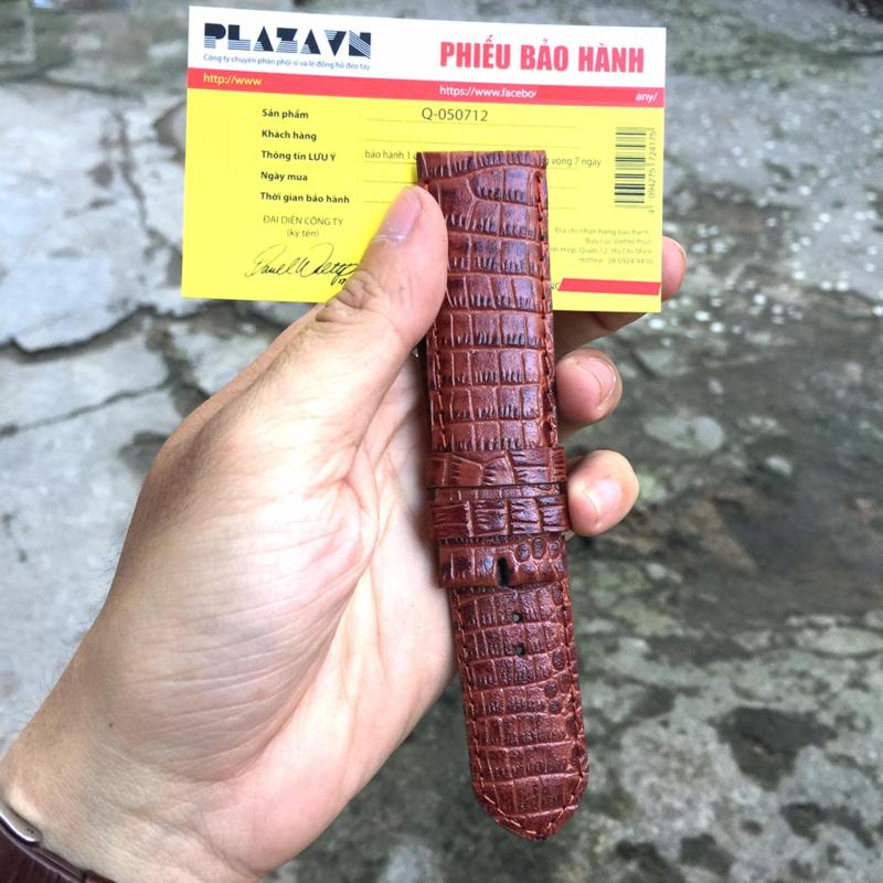 Dây da bò dập vân cá sấu cao cấp (size 20mm) cho đồng hồ đeo tay, chống thấm nước, không bong tróc, không gấp nếp bán chạy