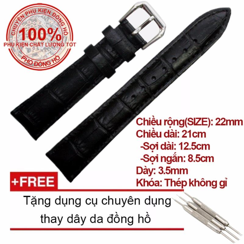 Dây da cao cấp chống thấm mồ hôi Size 20mm (Màu nâu) + Tặng dụng cụ chuyên dụng thay dây da đồng hồ bán chạy