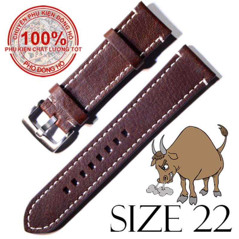 Dây đồng hồ da bò cao cấp SIZE 22mm (cà phê) bán chạy