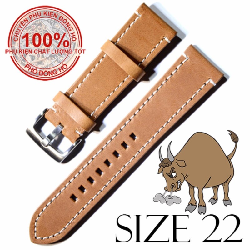 Dây đồng hồ da bò cao cấp SIZE 22mm (nâu) bán chạy