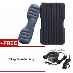 Đệm Nệm Hơi Ô tô chất liệu dù đen + Tặng bơm đa năng