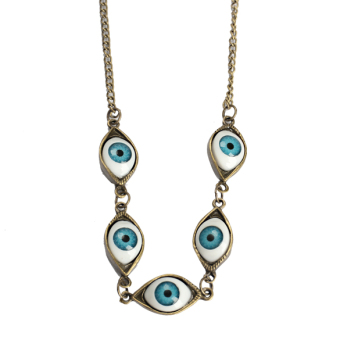 Devil Blue Eyes Bronze Chain Necklace Vintage Pendant for Girls  
