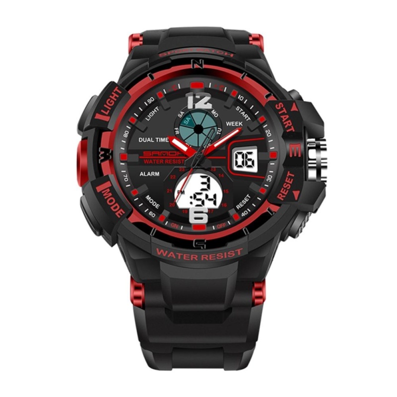 Digital Sports Running Switch LED Electronic Wrist Watch(Red)-one size - intl bán chạy