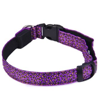 Dog Glow Flashing LED Collar Leopard Print Design PuppyNecklaceLuminous Pet Decors - intl