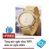 Đồng hồ dây thép không gỉ gold whl-01 + tặng máy nghe nhạc mp3