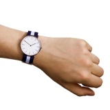 Đồng hồ Unisex dây vải nato Geneva GE002 xanh-trắng-xanh