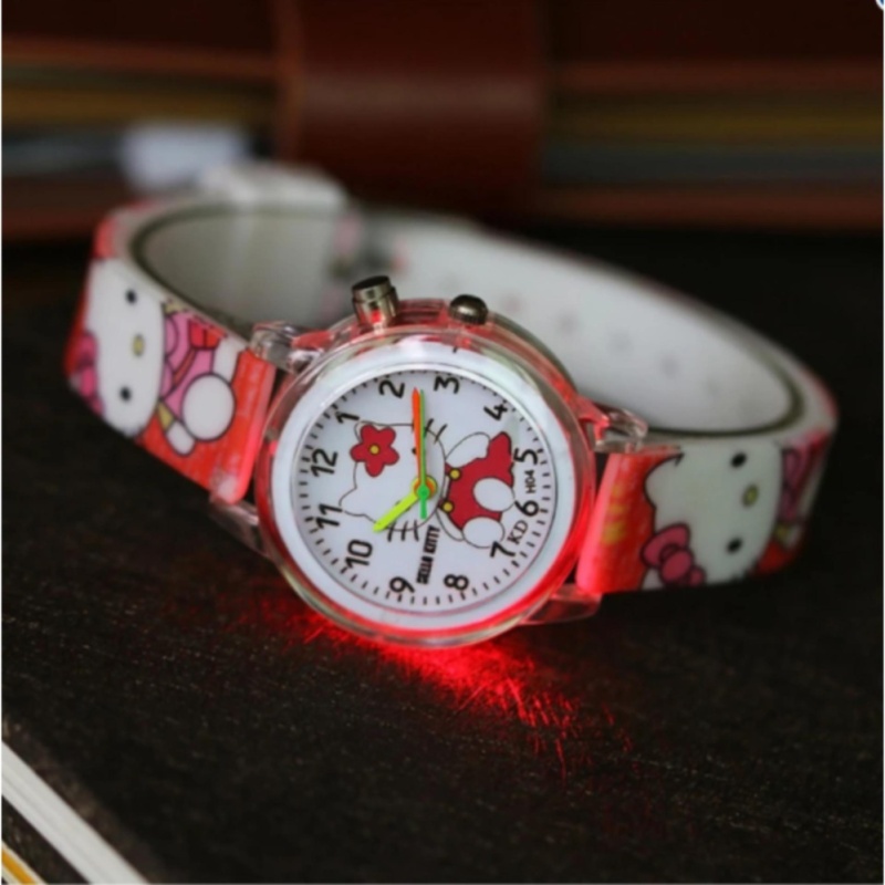 Nơi bán Đồng hồ đeo tay cho bé gái hình mèo Kitty có đèn Led (Đỏ)