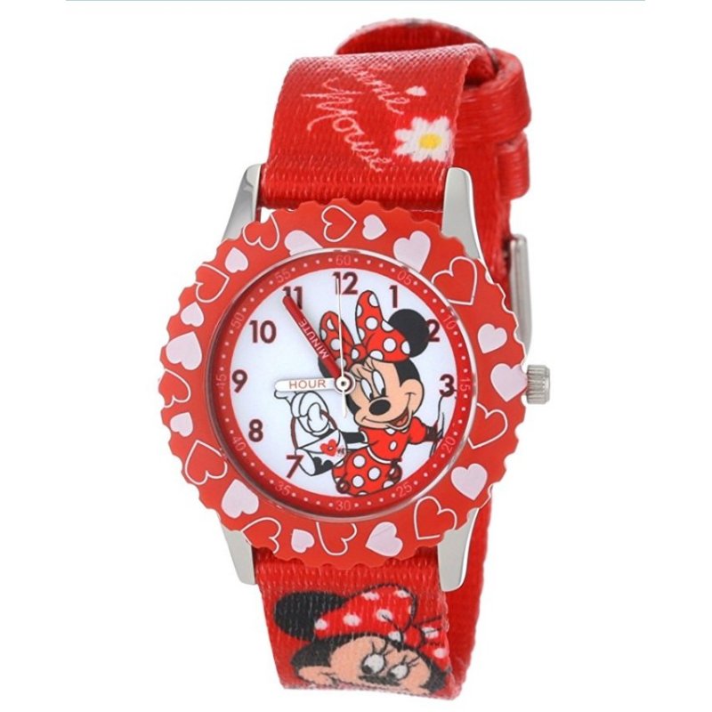 Đồng Hồ Kháng Nước Bé Gái Disney Minnie Stainless Steel Time Teacher Printed Bezel Printed Strap Watch (Mỹ) bán chạy
