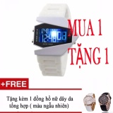 Đồng hồ Led phi thuyền dây nhựa + Tặng kèm 1 đồng hồ nữ dây da tổng hợp