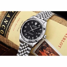  Đồng hồ nam cơ Tevise 629 máy Automatic dây thép đặc  Mặt đen dây bạc  