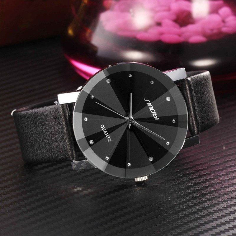 Nơi bán Đồng hồ nam dây da mặt kính 3D chống xước SINOBI SI6D (Đen)