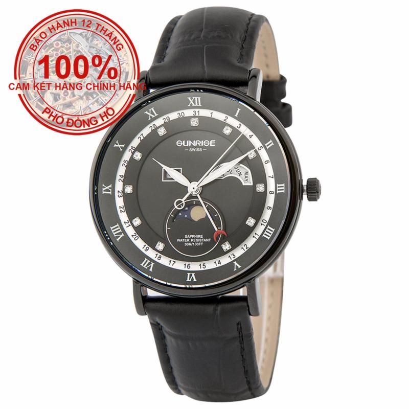 Nơi bán Đồng hồ nam dây da mặt kính sapphire chống xước Sunrise DM1117MS-GL