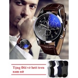 Đồng hồ nam dây da thời trang yzl - mbac + tặng đôi vớ lười trơn
