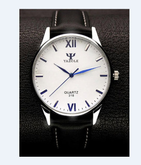 Đồng hồ nam dây da Yazole YR318 (Đen – Mặt trắng) Nk538  