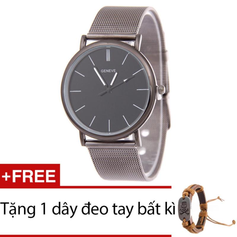 Nơi bán Đồng hồ nam dây hợp kim Geneve G003-3 (Đen xám) + Tặng 1 dây đeo tay bất kì
