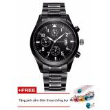 Đồng hồ nam dây hợp kim Oukeshi PKHROU001-1 (đen) + Tặng 1 jack chống bụi cho điện thoại