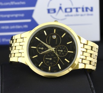 Đồng hồ nam dây kim loại mạ vàng BAISHUNS 9886 (Đen)  