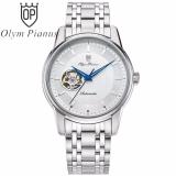 Đồng hồ nam dây kim loại mặt kính sapphire chống xước, automatic Olym Pianus OP990-162AMS trắng