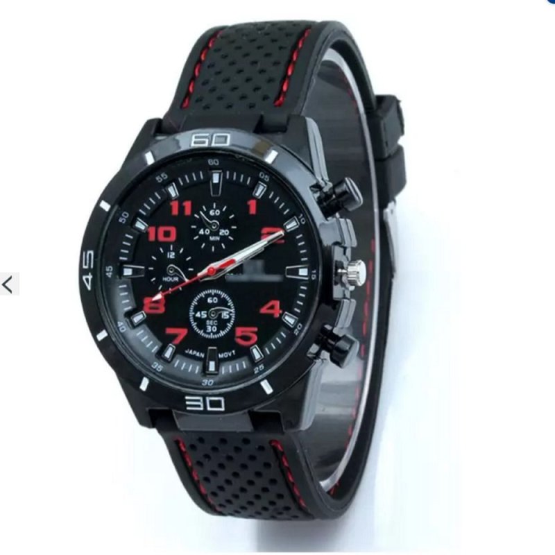 Đồng hồ nam dây silicon GT - TP001 (Đen phối đỏ) bán chạy