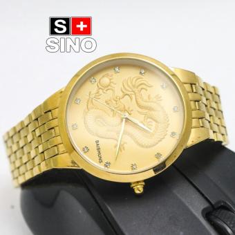 Đồng hồ nam dây thép Baishuns S6910 mặt rồng vàng  