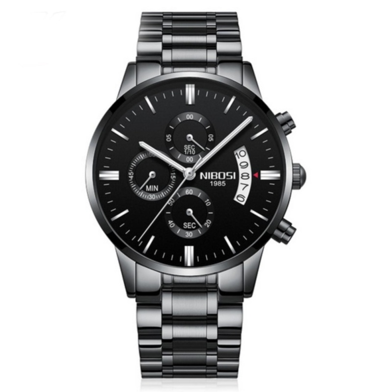 Nơi bán Đồng hồ nam dây thép không gỉ 6 kim cao cấp Nibosi (black-white)