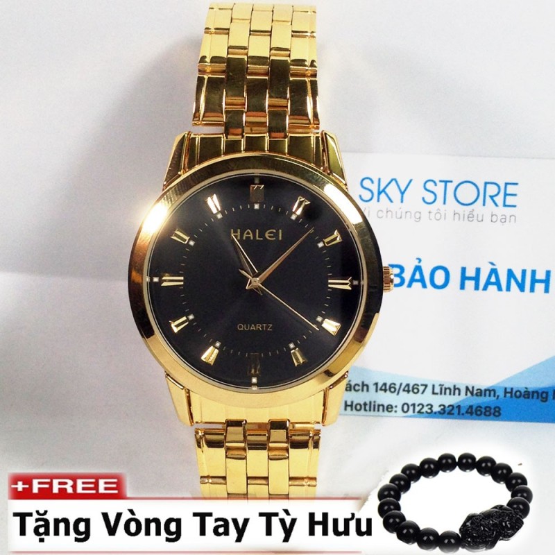 Nơi bán ĐỒng Hồ Nam Dây Thép Không Gỉ Cao Cấp HALEI ( Mặt Đen )