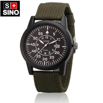 Đồng hồ nam dây vải quân đội SINO JAPAN MOVT 8868 (Dây xanh mặt đen)  