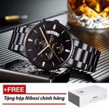 Đồng hồ nam Nibosi 1985 NI2309 thể thao chạy 6 kim FullBox (Full Đen kim vàng)