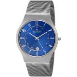 Đồng hồ nam skagen mesh 233xlttn, màu titan, mặt xanh , size 37mm, lịch ngày