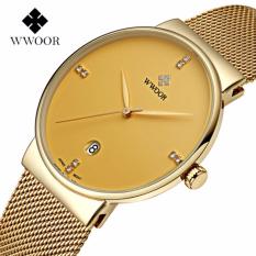 Đồng hồ nam wwoor 8018 máy mỏng dây lưới