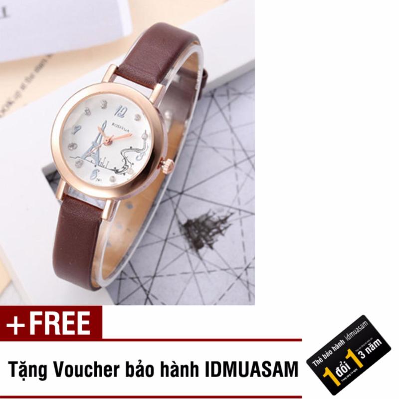Đồng hồ nữ dây da Rosivga 8673 (Dây nâu) + Tặng kèm voucher bảo hành IDMUASAM bán chạy