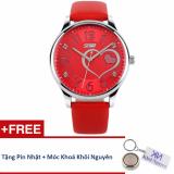 Đồng hồ nữ dây da skmei 90kcn85 + tặng pin nhật, móc khoá