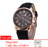Đồng hồ nữ dây da tổng hợp Geneva GE003-1 (Đen) + Tặng 1 dây đeo cổ bất kì
