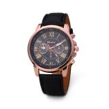 Đồng hồ nữ dây da tổng hợp Geneva GE003-12 - Mặt đồng hồ hình tròn, kết hợp cùng dây silicon mềm mại