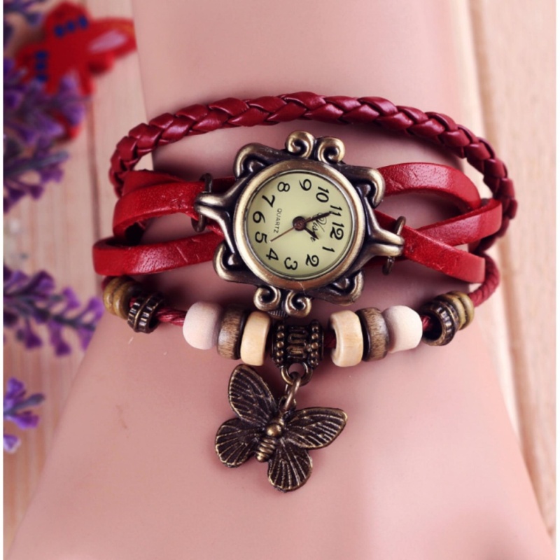 Giá bán Đồng hồ nữ dây giả da Vintage (đỏ)