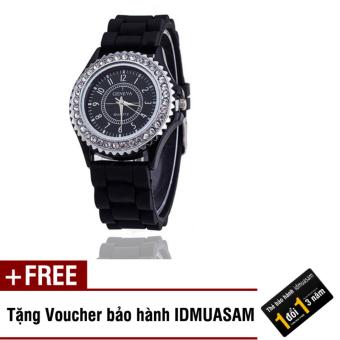 Đồng hồ nữ dây silicon thời trang Geneva 7241 (Mặt đen) + Tặng kèm voucher bảo hành IDMUASAM  