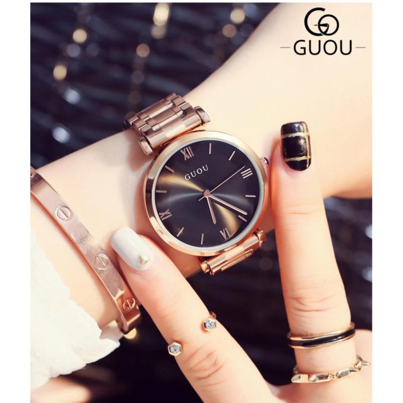Nơi bán Đồng hồ nữ dây thép không gỉ cao cấp GUOU 8149 (đen)