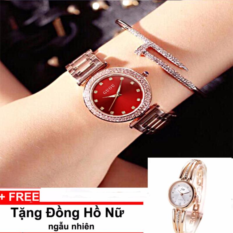 Đồng hồ nữ dây thép không gỉ cao cấp Guou G8112 màu đỏ+Tặng kèm
đồng hồ ngẫu nhiên bán chạy