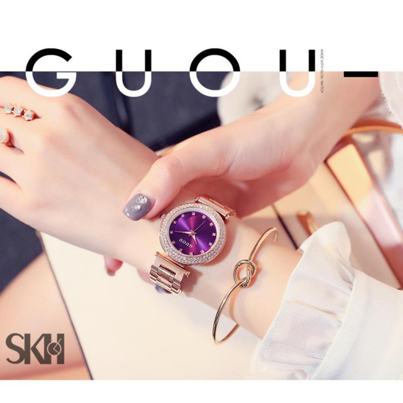 Giá bán Đồng hồ nữ dây thép không gỉ cao cấp GUOU G8112 màu hồng