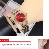 Đồng hồ nữ dây thép không gỉ cao cấp Guou ST-Gu1132, tặng bông tai cành hoa mai