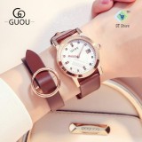 Đồng hồ nữ GUOU 8086 dây da mềm mặt số đính đá cao cấp MDH-G8086L