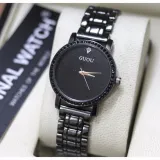 Đồng hồ nữ Guou G871 đính đá thời trang - Dây đen mặt đen